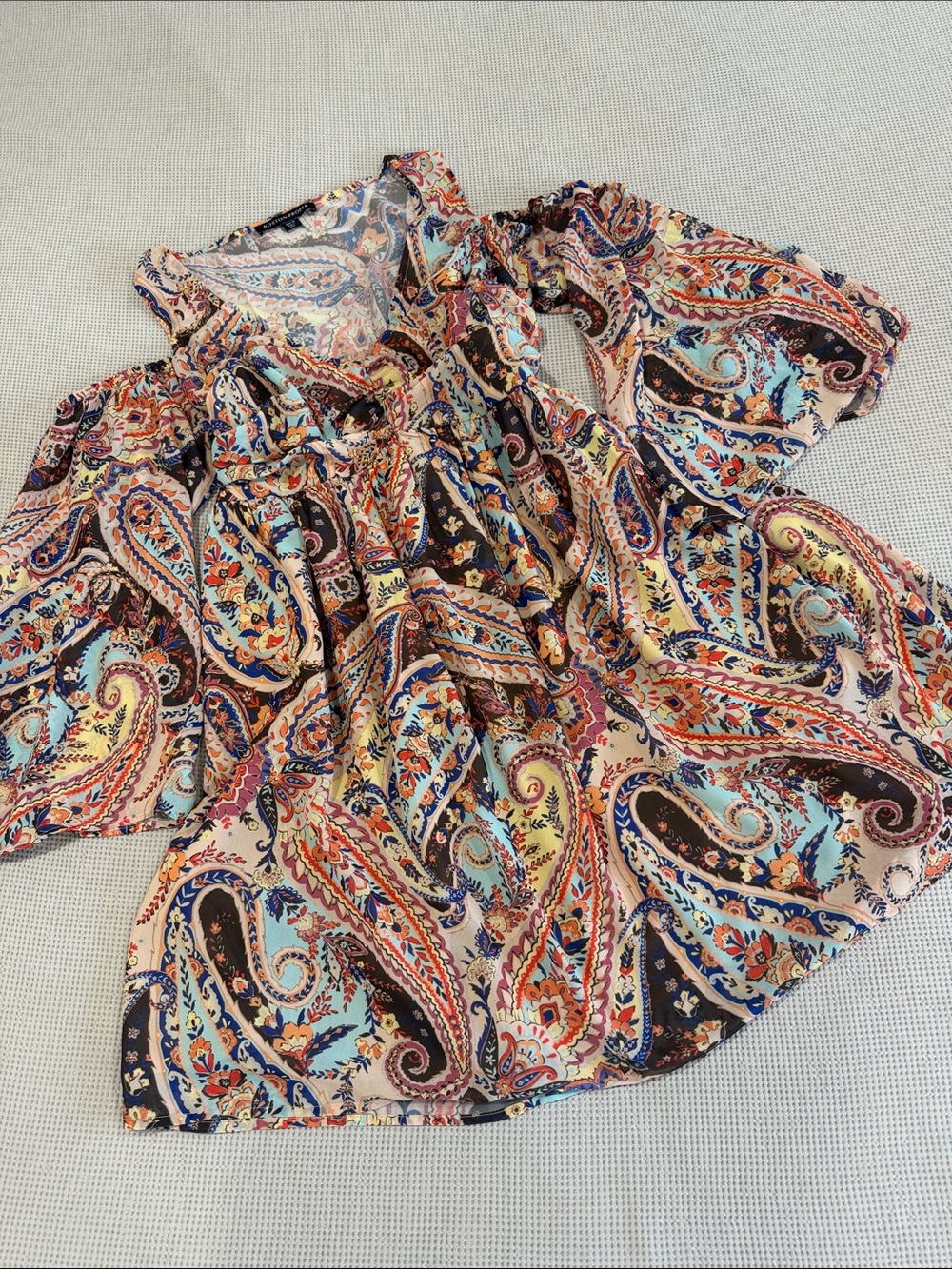 Boston Proper Multicolor Paisley Maxi Dress in Blue, Cream, Brown